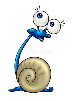 a cartoon snail with two eyes and one eyeball on it's back, looking up