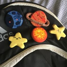 a back pack filled with different shaped toys