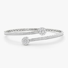 14k Gold Cross Over Diamond Bangle Bracelet 14K White Gold Ferkos Fine Jewelry Christmas Proposal, Diamond Bangle Bracelet, Daily Wear Jewellery, Bracelet For Her, Open Cuff Bracelet, Diamond Bangles Bracelet, Cuff Bangle Bracelet, White Bracelets, Diamond Bangle