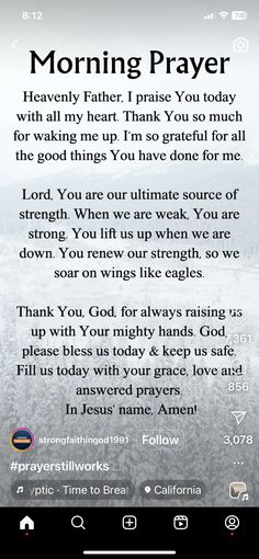 the prayer for morning prayer on an iphone