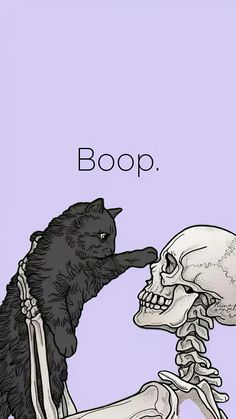 two skeletons are facing each other in front of a purple background with the caption boop