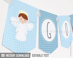 an angel banner with the letter g on it