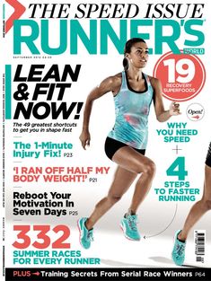 a woman running on the cover of a magazine with an advert for speed issue