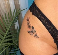 Ladies Tattoo, Butterflies Tattoo, Cute Thigh Tattoos, Small Tats, Small Pretty Tattoos, Tasteful Tattoos