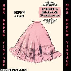 a pink dress with ruffles on it and the words, 1950's skirt & petticoat