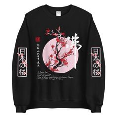 Cherry Blossom Sweatshirt  Japanese Sakura Blossom sweater  Aesthetic hoodie  Kawaii  Flowers Anime Unisex Sweatshirt Easy 30 day return policy Kawaii Hoodie Sweatshirt For Streetwear, Trendy Anime Print Hoodie Sweatshirt, Black Harajuku Sweatshirt For Spring, Black Harajuku Style Sweatshirt For Spring, Casual Anime Print Sweatshirt For Winter, Kpop Long Sleeve Sweatshirt For Winter, Pink Harajuku Crew Neck Hoodie, Trendy Fall Anime Print Sweatshirt, Trendy Anime Print Sweatshirt For Fall