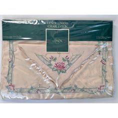 2 formal placemats with 2 matching napkins by Lenox. Made in 1990, this highly detailed set with embroidered floral edging has never been used. The set is still attached together with original packing pieces as well as the original packaging. Linen Set, Table Linens, Placemats, Napkins, The Original, Packaging, Floral