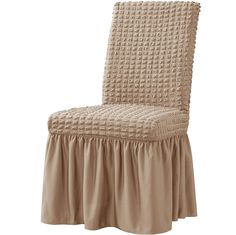 a brown chair with a skirt on it