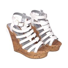 Strut Your Stuff In These Sexy White Strappy Wedge Heels Made By Candie's. Features Adjustable Ankle Strap, 5-1/2" Wedge Heel, 1-1/2" Platform Base, Padded Inner Soles, Rubber Treaded Bottoms. Brand New In Original Retail Box. White Synthetic High Heel Wedge Sandals, White Trendy Ankle Strap Wedge Sandals, Trendy White Ankle Strap Wedge Sandals, Trendy White Wedge Heels, Trendy White Wedge Sandals, White Wedge Sandals With 4-inch Heel For Spring, White Wedge Sandals With 4-inch Heel And Ankle Strap, White Wedge Sandals With 4-inch Heel Round Toe, White Ankle Strap Wedge Sandals With 4-inch Heel