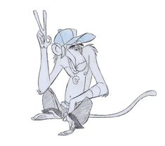 a drawing of a monkey with a hat on holding a baseball bat in its hand