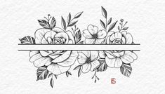 some flowers and leaves on a white background with the number five in it's center