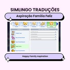 a computer screen with the caption saying happy family aspiraton on it