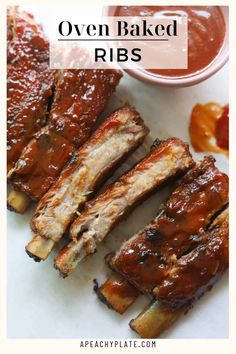 barbecue ribs with dipping sauce on the side