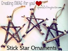 three sticks are arranged in the shape of star ornaments