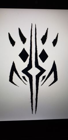 a black and white drawing of a star wars symbol on a white paper with sharp edges