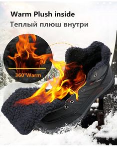 Waterproof Snow Boots Shoes Warm Winter Men's Sneakers Footwear Fashion Outdoor Ankle Boots Men's Boots Wear-resistant Winter Hiking Boots For Outdoor Activities, Winter Breathable Waterproof Boots For Outdoor Work, Wear-resistant Hiking Boots For Winter Outdoor Activities, Breathable Waterproof Boots For Winter Outdoor Work, Wear-resistant Winter Sports Boots, Wear-resistant Work Boots For Winter Outdoor Work, Durable Lace-up Winter Boots, Winter Insulated Sneakers For Outdoor Work, Winter Sports Wear-resistant Boots