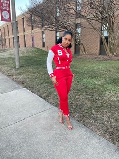 You would look so cool in our varsity set! The energy of this youthful tracksuit, makes you feel full of power and bats the annoyance away. Available in 4 colors for you to determine your own fashion style. Pair with a simple white top and you will be so chic. In sneakers or heels... you bad sis! Details: 95% Polyester; 5% Spandex Long sleeves jacket High waisted style joggers Great Stretch Comfortable Model is wearing a size medium Fits true to size for most Model Measurements: Size: Medium (8) Tracksuit With Heels, High Waist Fashion, Simple White, Long Sleeves Jacket, The Energy, White Top, White Tops, Model Measurements, Make You Feel