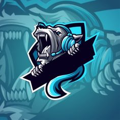 the logo for a sports team with an animal's head and teeth on it