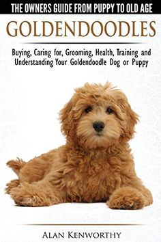 a dog sitting on top of a book cover with the title goldendoodles