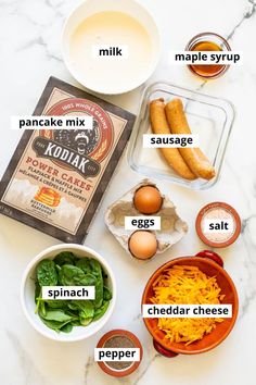 ingredients to make an egg salad laid out on a table