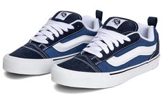 Vans Knu Skool 'Navy' VN0009QCNWD (SNKR/Retro/Skate/Casual/Unisex/Low Top/Non-Slip/Wear-resistant) Vans Azul, Outfit Verano, Tenis Vans, Back To School Shoes, Navy Blue Shoes, College Fits, Navy Outfit, Shoe Wishlist, Vans Blue