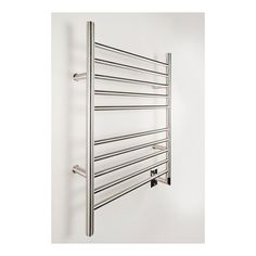 an electric towel rack mounted to the side of a wall with two rails on it