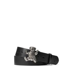 Ralph Lauren’s iconic Polo Bear dressed in a flag-graphic sweater adorns the buckle of this leather belt. Bear Leather, Graphic Sweaters, Polo Bear, Men's Polo, Leather Belt, Classic Style, Mens Accessories, Ralph Lauren, Buckle