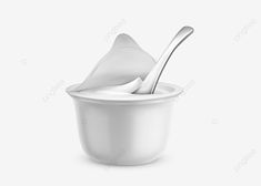 a white bowl with spoons in it on a white background, 3d rendering image