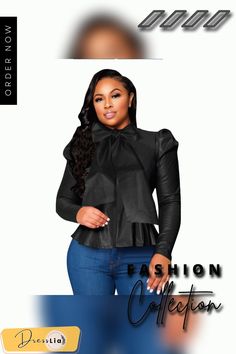 Solid Long Sleeve Leather Bowknot Women Blouses Casual Fall Blouse With Bow Detail, Casual Fall Blouse With Bow, Fall Tops With Bow Detail, Black Bow Blouse For Fall, Solid Color Tops With Bow For Fall, Trendy Fall Top With Bow, Chic Blouse With Bow For Night Out, Fall Workwear Tops With Bow, Fall Evening Blouse With Bow