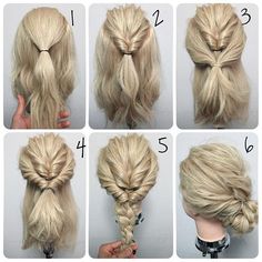 Cool Quick Updos For Long Thick Hair http://rnbjunkiex.tumblr.com/post/157432256917/beautiful-short-hairstyles-for-oval-faces-short Chignon Simple, Simple Wedding Hairstyles, Up Dos For Medium Hair, Hair Dos, Trendy Hairstyles