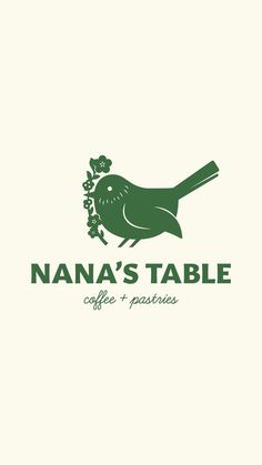 the logo for nana's table coffee and pastries, with a bird on it