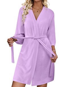 PRICES MAY VARY. Luxuriously Soft Fabric: Indulge in the ultimate comfort with the Ekouaer Robe for Women, crafted from lightweight waffle knit fabric. Our lightweight robes for women with breathable and skin-friendly material keep you cozy year-round, whether relaxing at home or enjoying a warm evening outside Chic and Flattering Design: Elevate your loungewear with our stylish V-neck and 3/4 sleeve design. The lightweight bathrobe with elegant knee-length cut and adjustable waist belt enhance Chic Loungewear, Robe For Women, Robes For Women, Soft Robes, Kimono Robes, Knit V Neck, Postpartum Recovery, Stay Organized, Lightweight Knit