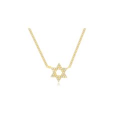 The Diamond Star of David Necklace is a special style to add to your lineup. Featuring .07 carats of pavé diamonds set in two equilateral triangles, this necklace delivers meaning and sparkle. Luxury Diamond Necklace Star Of David, Star-shaped Diamond Accented Necklace For Formal Occasions, Formal Star-shaped Necklace With Diamond Accents, Elegant Diamond Necklace With Star Of David Charm, Luxury Star Of David Necklace With Diamond Accents, Fine Jewelry Diamond Necklace With Star Of David, Diamond Star Of David Necklace For Formal Occasions, Formal Diamond Star Of David Necklace, Formal Star Of David Diamond Necklace