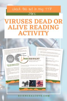 Sample pages of Viruses Dead or Alive reading activity. High School Love, Science Equipment