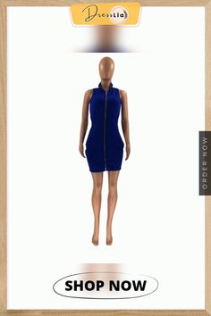 Plus Size Solid Color Sleeveless Small Stand-up Collar Design Zipper Summer Sexy Slim Bag Hip Nightclub Dress Stand Collar Dress, Nightclub Dress, Sleeveless Dresses, Bodycon Fashion, Collar Designs, Collar Dress, Fashion Flats, 1 Million, Night Club