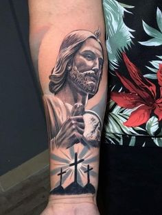 Tattoos For Guys Cross, Prayer Tattoo, Amor Tattoo, Bicep Tattoo Men, Sacred Tattoo