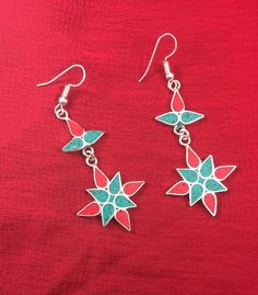 Handmade White Metal Earrings With Turquoise and Coral Stones. | eBay Handmade Turquoise Earrings For Festive Occasions, Handmade Festive Turquoise Earrings, Festive Handmade Turquoise Earrings, Turquoise And Coral, Coral Earrings, Coral Stone, Metal Earrings, White Metal, Coral