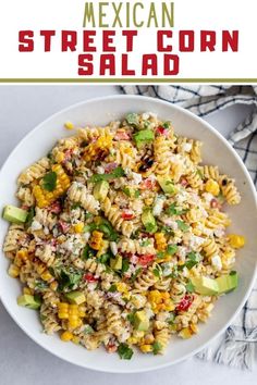 mexican street corn salad in a white bowl