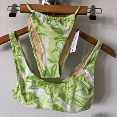 Pacsun Bikini Set Xs Bikini Top & Bikini Bottoms By Blue Hour Size Extra Small Color Green & White Design Pattern Style Basic Must Have For Summer! On The Thinner Side Similar To The Delilah Peach Lined Not Padded Nwt, See Photos Totally Groovy 70’s Psychedelic Print Pattern Trendy T-back Swimwear For Summer, Stretch T-back Summer Swimwear, Summer T-back Swimwear For Beach Season, Beachy Stretch Tankini With Triangle Top, T-back Tankini For Poolside And Beach Season, Summer T-back Tankini For Beach Season, Green T-back Swimwear For Beach, Trendy Tankini For Spring Sunbathing, Trendy Spring Tankini For Sunbathing