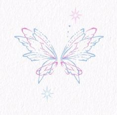 a drawing of a butterfly with stars in the background