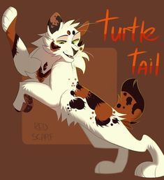 a drawing of a cat with the words turtle tail on it's back legs