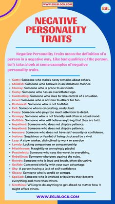 a poster with the words negative personality