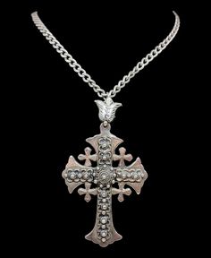 This amazing antique / vintage cross pendant has amazing style skillfully fashioned from 1000 pure silver likely of Jerusalem origin, the large pendant comes complete with heavy vintage sterling silver curb link chain.  Length approx - 23.5" Weight approx - 40 grams  Message me any questions ITEM - S1646 Vintage Large Cross Pendant Jewelry, Vintage Antique Silver Cross Pendant, Ornate Cross Necklace With Intricate Design, Vintage Antique Silver Cross Jewelry, Vintage Antique Silver Cross Necklace, Antique Silver Cross Necklace Spiritual Style, Ornate Silver Cross Pendant Necklace, Antique Cross Jewelry With Large Pendant, Antique Cross Necklace With Large Pendant