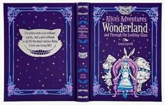 two purple books with the title alice's adventures in wonderland written on them