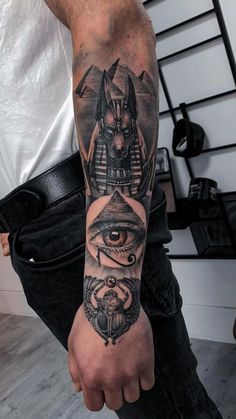 a man's arm with an all seeing eye tattoo on it