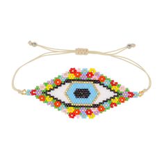 Flora Woven Evil Eye Bracelet Boho Looks, 90s Throwback, Gunne Sax, Eye Bracelet, Evil Eye Bracelet, Boho Look, Flower Child, Bead Weaving, Evil Eye