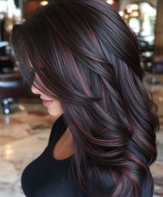 Burgundy Brown Hair Dark Hair Shades, Burgundy Brown Hair, Dark Burgundy Hair, How To Style Short Hair, Dark Fall Hair Colors, Style Short Hair, Dark Fall Hair, Brunette Hair With Highlights