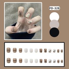 Elegant Khaki and Beige False Nails Artificial Comfortable to Wear Manicure Nails for Fingernail Nails With Black Stripes, Nails Fake, Nail Art Supplies, Girls Nails, Elegant Nails, Nails Short, Nail Supply, Professional Nails, Nail Art Decorations