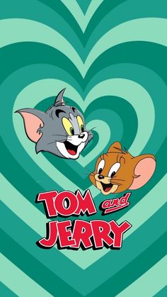 tom and jerry wallpaper with an image of two cats in the shape of a heart