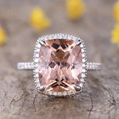 4.4ctw morganite engagement ring rose gold HALO diamond wedding band Engagement ring:      14K 18K rose gold white gold yellow gold                       10x12mm Cushion Cut 5.5ctw natural VS Peachy Morganite                            0.35ctw Round Cut SI-H natural Diamonds Half eternity diamond band Claw prong set,bezel Jewelry maintenance tips   ▶ To avoid of chemical reactions,do not touch with daily chemicals,such as soap,shower gel,shampoo,chemicals.   ▶ To avoid deformation or breakage on Morganite Engagement Ring White Gold, Morganite Rings, Rose Gold Halo Engagement Ring, Morganite Engagement Ring Rose Gold, Morganite Jewelry, Bezel Jewelry, Engagement Ring Rose Gold, Cushion Cut Ring, Engagement Ring White Gold